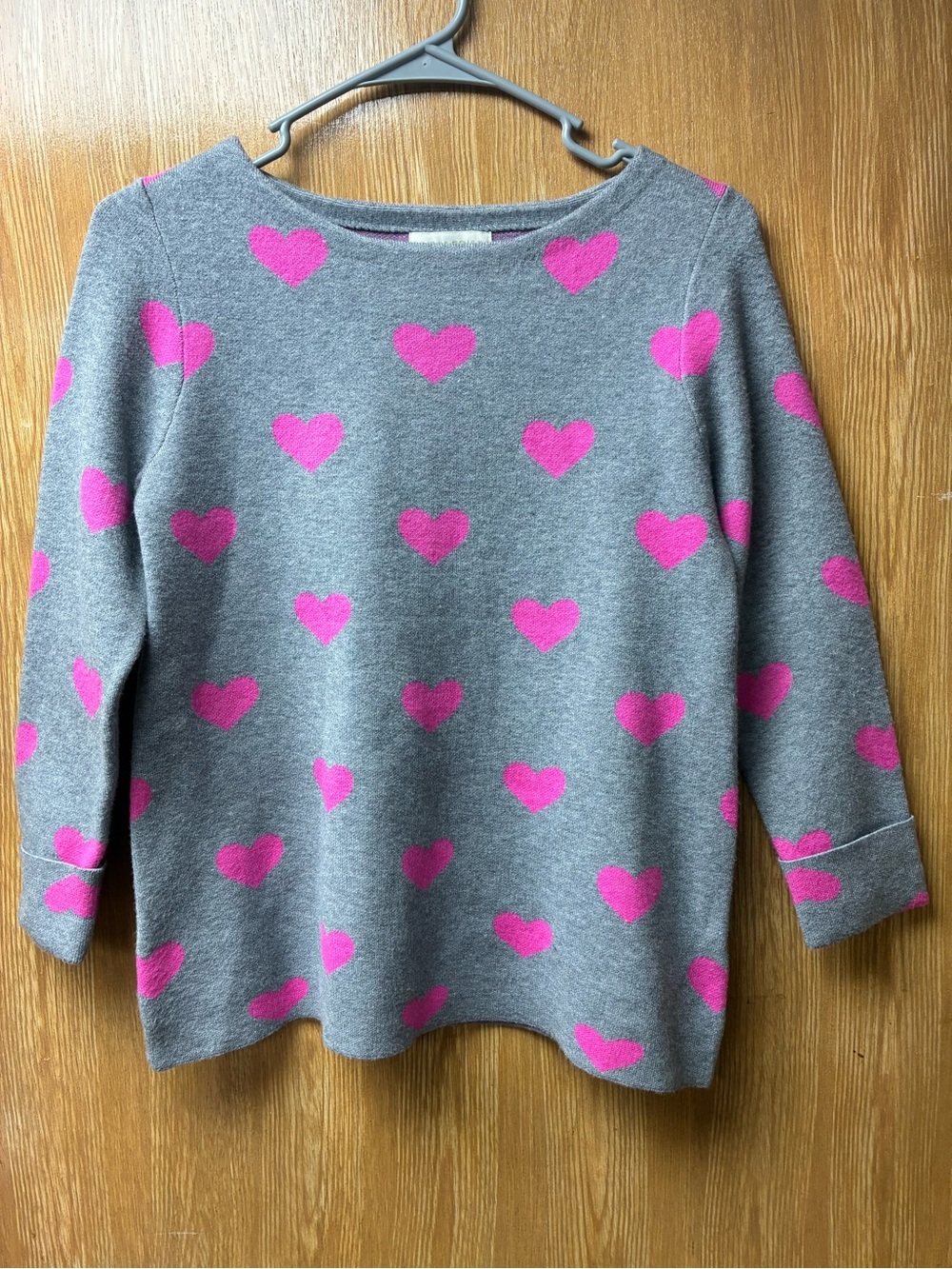 Cynthia Rowley Gray Sweater with Hot Pink Hearts women’s XS
